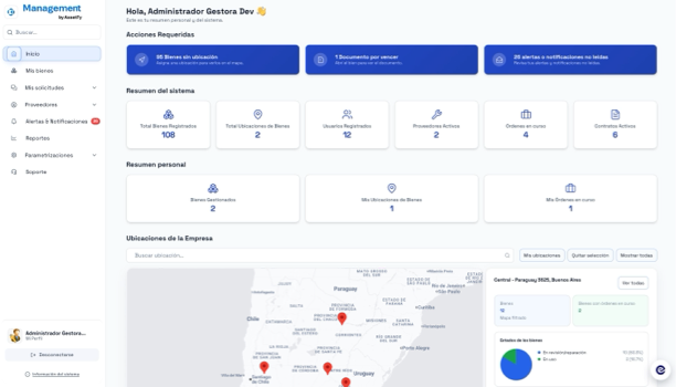 Dashboard AssetFy Management — vista integral del activo